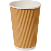 Recyclable Paper Cup Ripple Walled Kraft 453ml/16oz (Pack of 500)