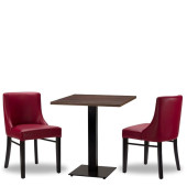 Merano Wine Side Chair x2 With 700mm Square Walnut Tobacco Titan Table
