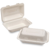 Bagasse Takeaway Container Lunch Box 9 x 6 Inch White (Pack of 250)