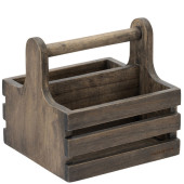 Small Rustic Wooden Table Caddy (Pack of 2)