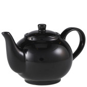 Genware Porcelain Black Teapot 450ml/15.75oz (Pack of 6)