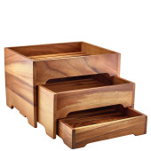 GenWare Acacia Wood 3 Tier Display Stand GN 1/2