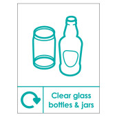 Clear Glass Bottles & Jars Recycling Label Vinyl 150 x 200mm