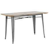 Bolero Bistro Dining Table Slat Mango Wood Gunmetal 1200mm