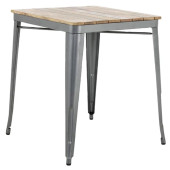 Bolero Bistro Dining Table Slat Mango Gunmetal Frame 650mm