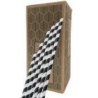 Paper Drinking Straws Black Stripe 8 Inch 20cm (Bulk Buy Case of 6,000 Straws)