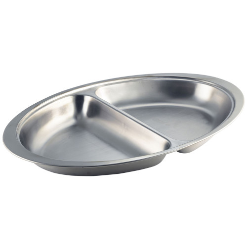 Stainless Steel 2 Division Oval Banqueting Dish 20