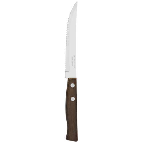 Tramontina Natural Wood Steak Knife Pointed Tip, Serrated Dark (Pack of 12)