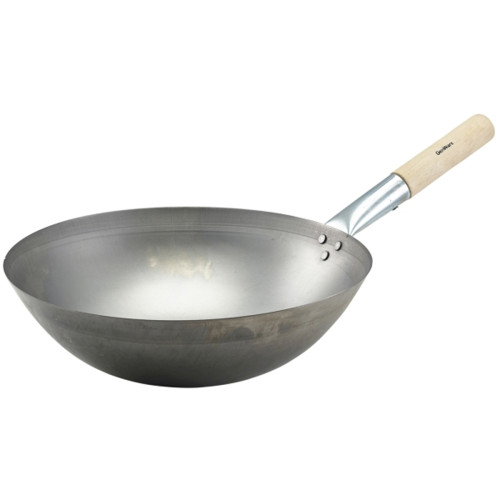Genware Black Iron Wok Round Base 35.6cm