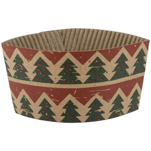 Fiesta Recyclable Christmas Cup Sleeves for 8oz Hot Cups (Pack of 100)