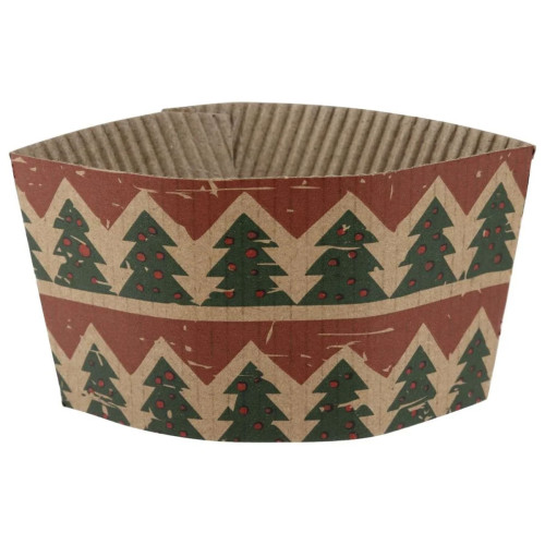Fiesta Recyclable Christmas Cup Sleeves for 12oz Hot Cups (Pack of 100)
