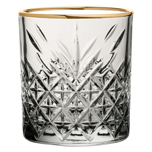 Timeless Vintage Double Old Fashioned Glasses 355ml/12.5oz Gold Rim (Pack of 4)