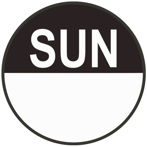 Day Dot Food Label Round 20mm Sunday (Roll of 1000)