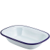 Enamel Pie Dish White with Blue Rim 20cm/8"