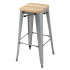 Bolero Bistro High Stools with Wooden Seat Pad Galvanised Steel (Pack of 4)