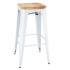 Bolero Bistro High Stool White with Wooden Seatpad (Pack of 4)
