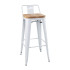 Bolero Bistro High Stool with Backrest White & Wooden Seat Pad (Pack of 4)