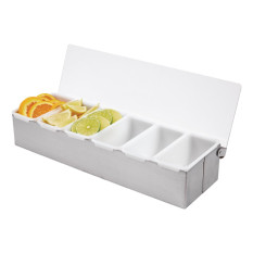 Bar Condiment Dispenser Caddy Stainless Steel 6 Compartment