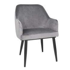 Bolero Lia Velvet Effect Chairs Grey (Pack of 2)