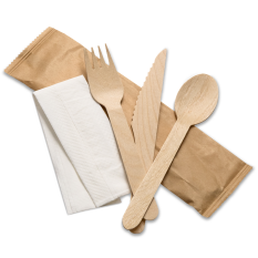 Birchwood 4-In-1 Set Knife Fork Spoon Napkin (Pack of 250)