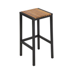 Bolero Steel & Acacia Bar Stool (Pack of 2)