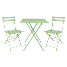 Bolero Pavement Style Steel Folding Chairs Light Green (Pack of 2)
