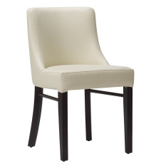 Merano Side Chair Ivory Faux Leather With Wenge Frame
