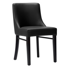 Merano Side Chair Black Faux Leather With Black Frame
