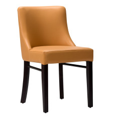 Merano Side Chair Ochre Brown Faux Leather With Wenge Frame