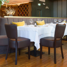 Alto FB Side Chair Dark Brown Faux Leather With Wenge Frame