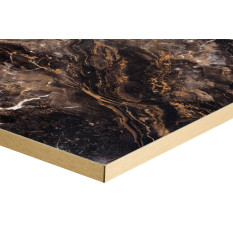 Formica Marbled Cappuccino With Gold ABS Edge High Gloss Square Table Top 700 x 700mm