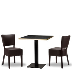 Alto Brown Side Chair x2 With 700mm Square Black Pietra Gold ABS Table