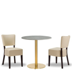 Alto Ivory Side Chair x2 With 700mm Round Tundra Ceramic Marble Table