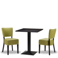 Alto Lime Side Chair x2 With 700mm Square Dark Brown Eucalyptus Hudson Table