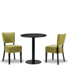 Alto Lime Side Chair x2 With 700mm Round Dark Brown Eucalyptus Titan Table