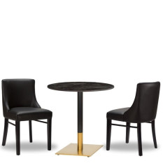 Alto Merano Black Side Chair x2 With 700mm Round Black Portoro Ceramic Marble Table