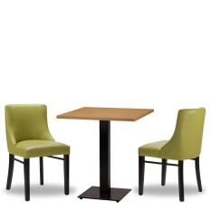 Merano Lime Side Chair x2 With 700mm Square Oak Lancaster Titan Table