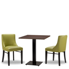 Merano Lime Side Chair x2 With 700mm Square Walnut Tobacco Titan Table