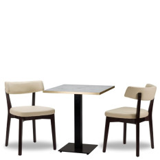 Nico Ivory Side Chair x2 With 700mm Square White Carrara Gold ABS Table
