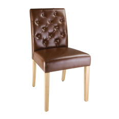 Bolero Chiswick Button Dining Chairs Tan Leather (Pack of 2)