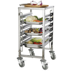 Gastronorm Tray Pan Racking Trolley GN 1/1 7 Shelves with Work Top