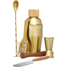 BarCraft Six Piece Brass Cocktail Set