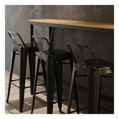 Bolero Bistro Steel High Stool with Backrest Black (Pack of 4)