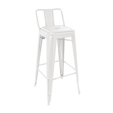 Bolero Bistro Steel High Stool with Backrest White (Pack of 4)