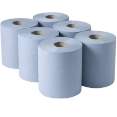 EntirePro Centrefeed Blue Roll 1 Ply 300 Meter Flat Sheet (Pack of 6)