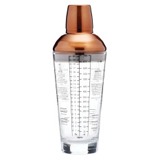 BarCraft Copper Finish Glass Cocktail Shaker 650ml