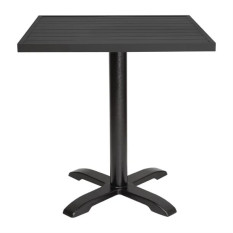 Bolero Aluminium Slatted Outdoor Table with Cast Iron Base 700mm Black