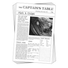 Greaseproof Paper Sheets Captain's Table Newspaper Print Large 27 x 42cm  (Pack of 500)