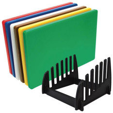 Low Density Chopping Board Set With Rack 18 x 12 x 0.5" (Set of 6)