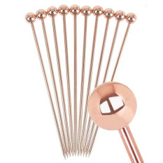 Copper Ball Stainless Steel Garnish Picks Reusable Pack of 10